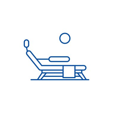 Şezlong beach satırı simgesi kavramı. Şezlong beach düz vektör simgesi, işaret, anahat illüstrasyon.