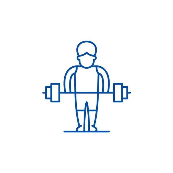 Strong man line icon concept. Starker Mann flaches Vektorsymbol, Zeichen, Umriss Illustration. — Stockvektor