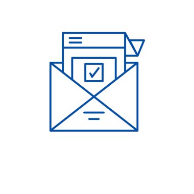 Anket mektubu satırı simgesi kavramı. Anket mektup düz vektör simgesi, işaret, anahat illüstrasyon.