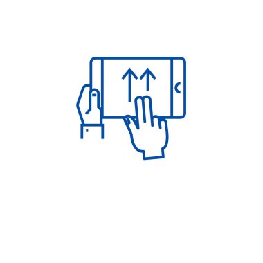 Kuvvetli darbe jest satırı simgesi kavramı. Kuvvetli darbe hareketi düz vektör simgesinin, işaret, anahat illüstrasyon.