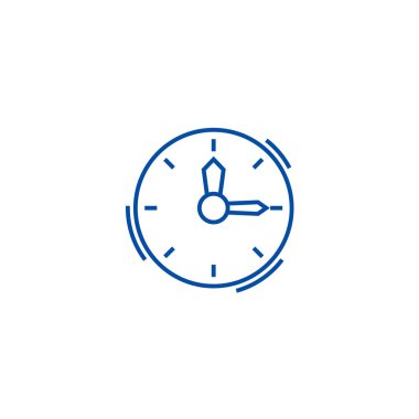 Zaman, saat satırı simgesi kavramı. Saat, saat düz vektör simgesi, işaret, anahat illüstrasyon.