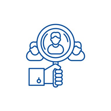 Yetenek arama satırı simgesi kavramı. Yetenek arama düz vektör simgesi, işaret, anahat illüstrasyon.