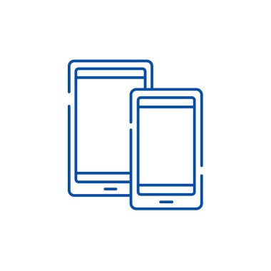 Tabletler çizgi simgesini kavramı. Tablet düz vektör simgesi, işaret, anahat illüstrasyon.