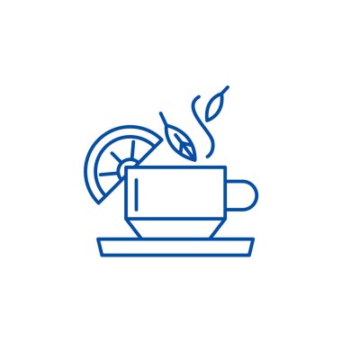 Çay sağlık hattı simgesi konsepti için. Çay sağlık düz vektör simgesi, işaret, anahat illüstrasyon.