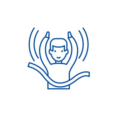 Bitiş çizgisine simgesi kavramı. Bitiş düz vektör simgesi, işaret, anahat illüstrasyon.