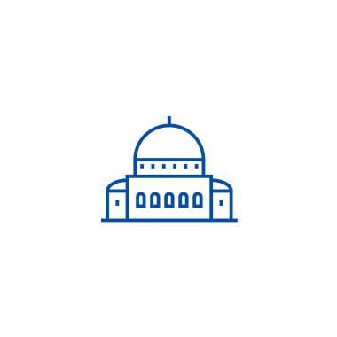 Temple, sinagog satırı simgesi kavramı. Temple, sinagog düz vektör simgesi, anahat illüstrasyon işareti.