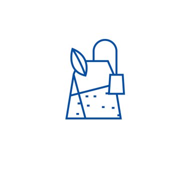 Çay paketi satır simgesi kavramı. Çay paketi düz vektör simgesi, işaret, anahat illüstrasyon.