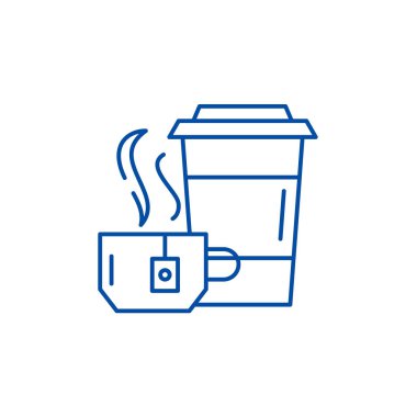 Çay partisi çizgi simgesini kavramı. Çay partisi düz vektör simgesi, işaret, anahat illüstrasyon.