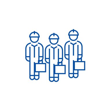 Teknisyen takım satırı simgesi kavramı. Teknisyen takım düz vektör simgesi, işaret, anahat illüstrasyon.