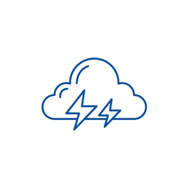 Fırtına satırı simgesi kavramı. Fırtına düz vektör simgesi, işaret, anahat illüstrasyon.