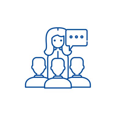 Eğitim satırı simgesi kavramı. Öğretim düz vektör simgesi, işaret, anahat illüstrasyon.