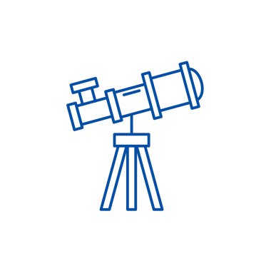 Teleskop satırı simgesi kavramı. Teleskop düz vektör simgesi, işaret, anahat illüstrasyon.