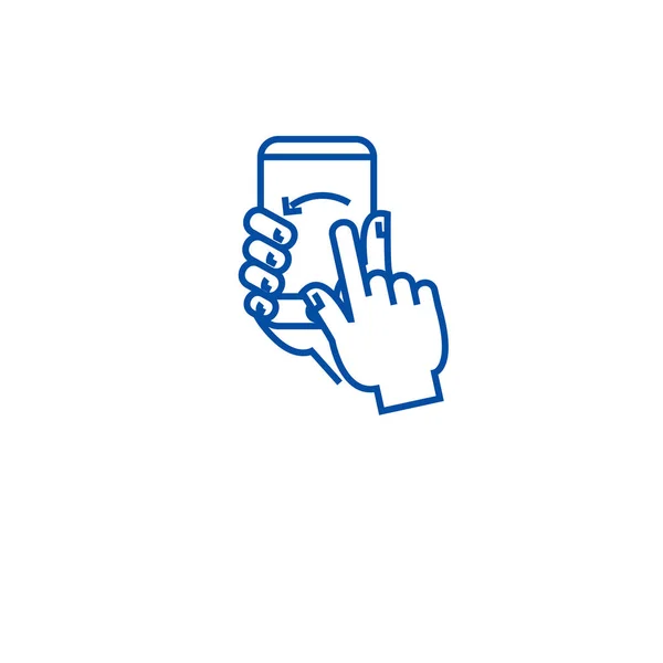 Dotknij ekranu gest linii ikona koncepcja. Dotykowy ekran gest płaskie wektor symbol, znak, ilustracja kontur. — Wektor stockowy