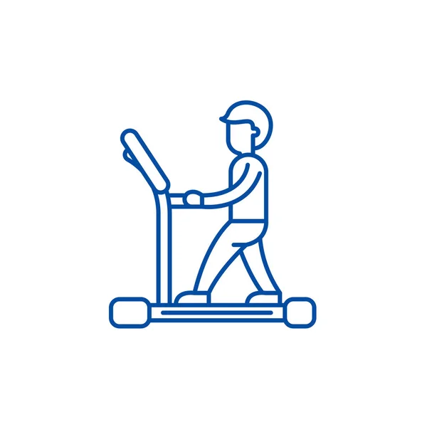 Concetto icona linea tapis roulant. Tapis roulant simbolo vettoriale piatto, segno, illustrazione contorno . — Vettoriale Stock