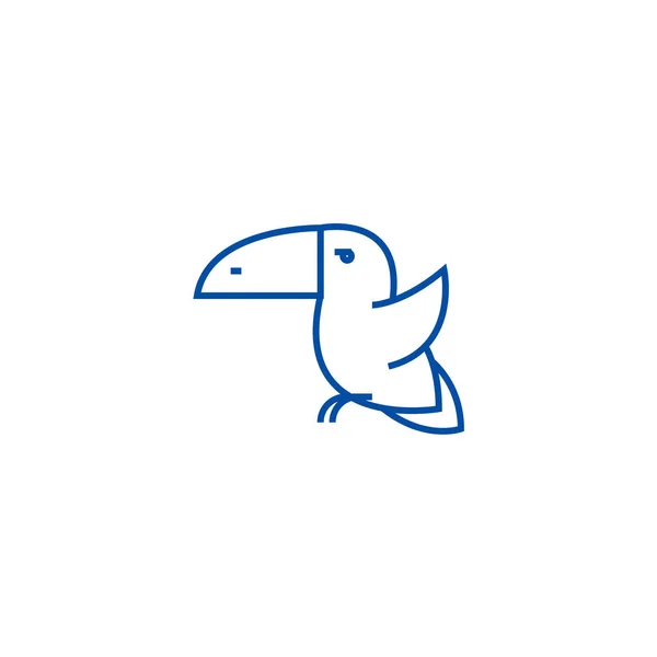 Concepto de icono de línea de pájaro táctil. Pájaro tucán símbolo de vector plano, signo, esbozo ilustración . — Vector de stock