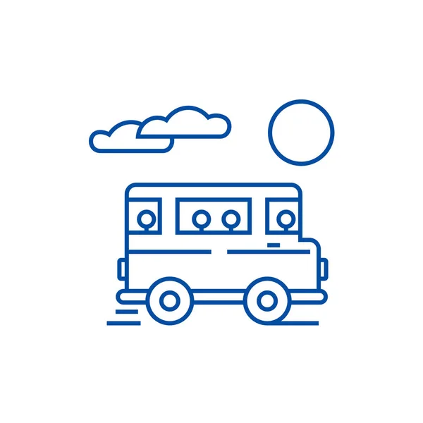 Reisebuslinien-Icon-Konzept. Reisebus flaches Vektorsymbol, Schild, Umrissillustration. — Stockvektor