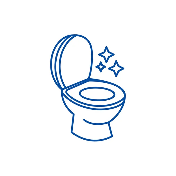 Toilettes propres, concept icône de ligne de service de nettoyage. Toilettes propres, service de nettoyage symbole vectoriel plat, enseigne, illustration de contour . — Image vectorielle