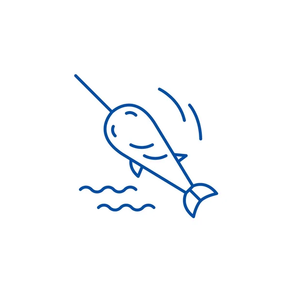 Swordfish line icon Konzept. Schwertfisch flaches Vektorsymbol, Zeichen, Umrissillustration. — Stockvektor