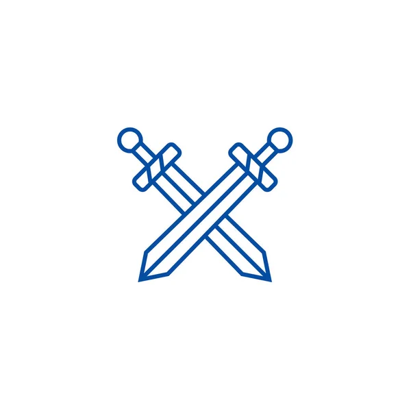 Épées ligne icône concept. Epées symbole vectoriel plat, signe, illustration de contour . — Image vectorielle