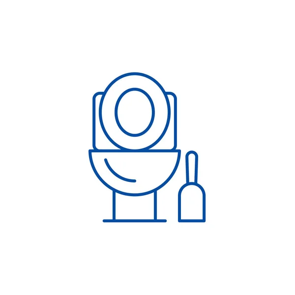 Toilet schoonmaken lijn pictogram concept. Toilet schoonmaken platte vector symbool, teken, overzicht illustratie. — Stockvector