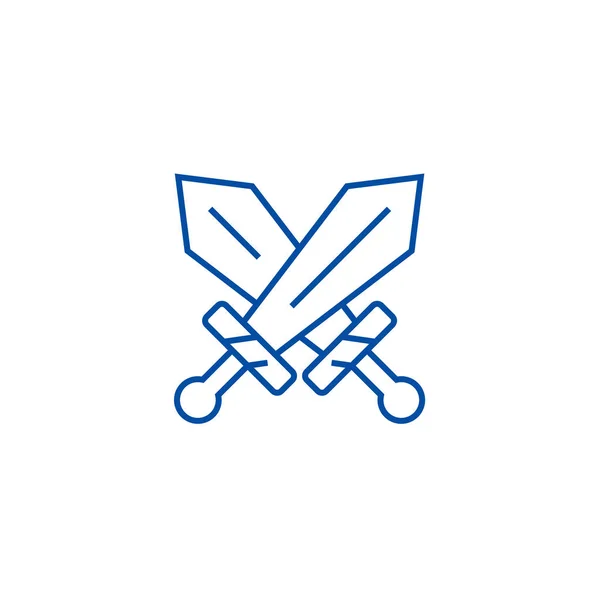 Sword segno linea icona concetto. Segno di spade simbolo vettoriale piatto, segno, illustrazione contorno . — Vettoriale Stock