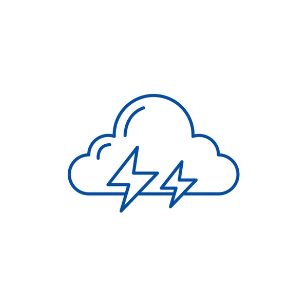 Onweer lijn pictogram concept. Onweer platte vector symbool, teken, overzicht illustratie. — Stockvector