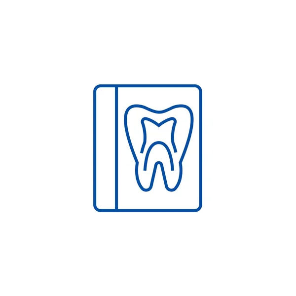 Dent record, médecin dentiste rapport ligne icône concept. Dossier dentaire, rapport du dentiste médical symbole de vecteur plat, signe, illustration de contour . — Image vectorielle