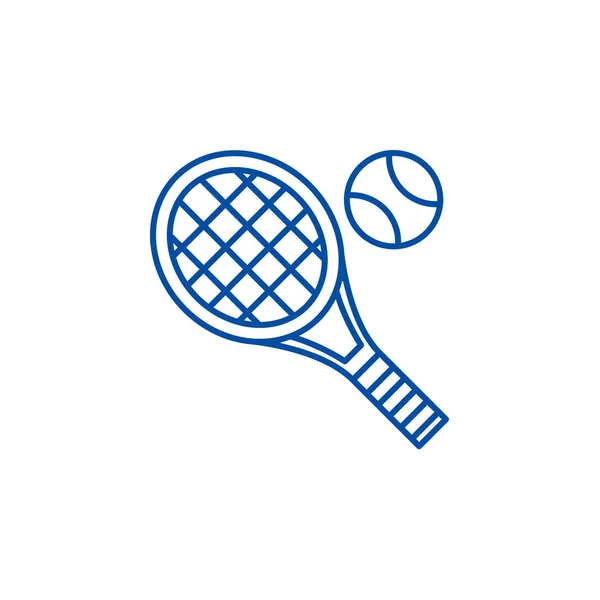 Raquette de tennis concept icône de ligne. Raquette de tennis symbole vectoriel plat, signe, illustration de contour . — Image vectorielle