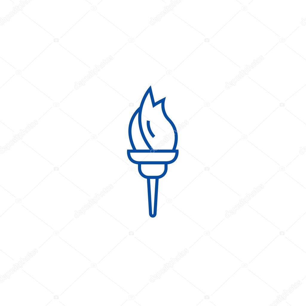 Torch line concept icon. Torch flat  vector website sign, outline symbol, illustration.