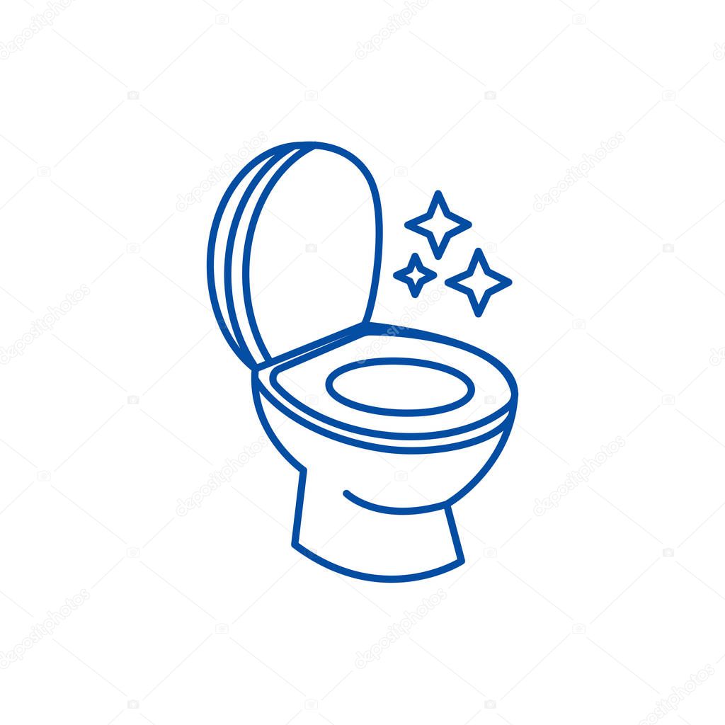Toilet clean, cleaning service line icon concept. Toilet clean, cleaning service flat  vector symbol, sign, outline illustration.