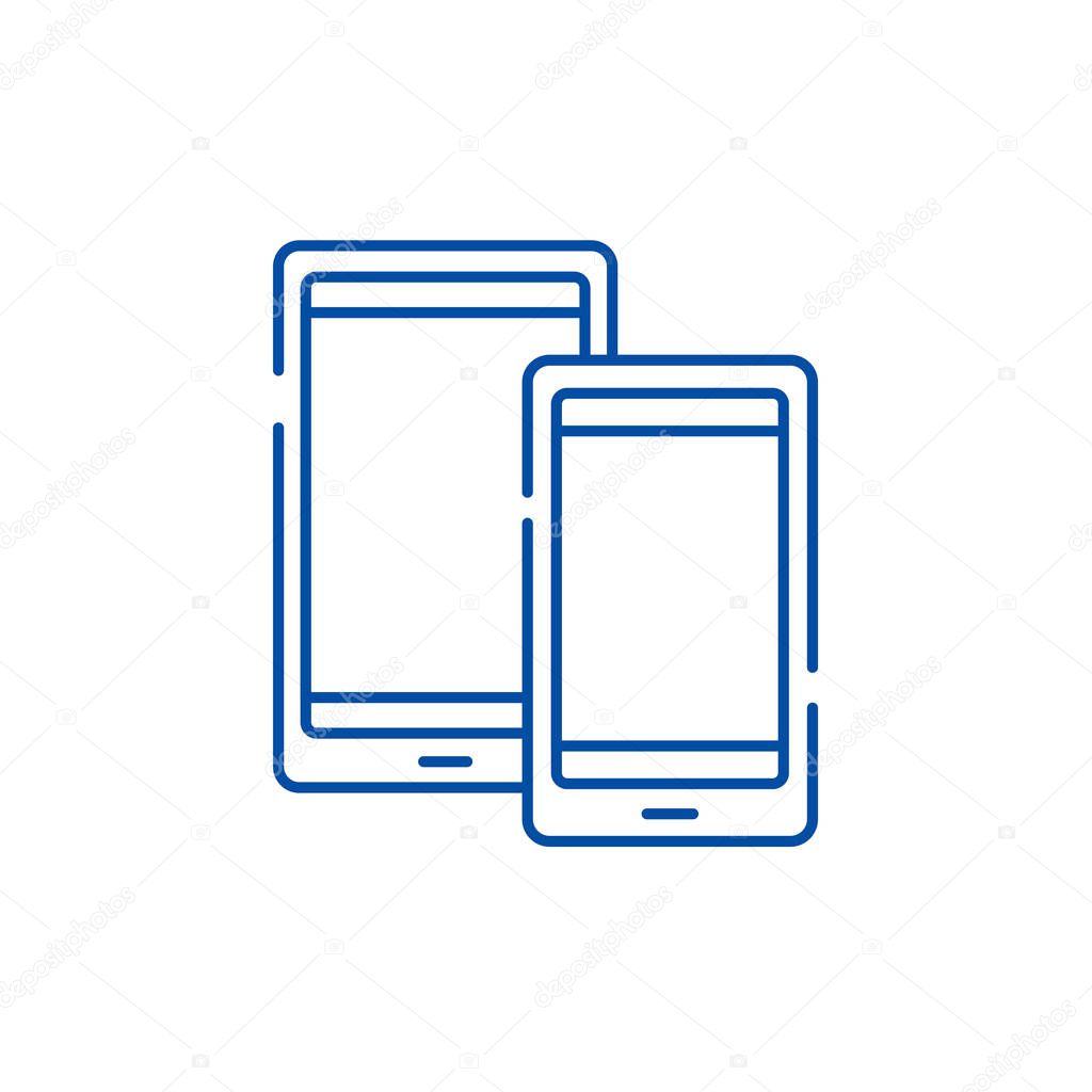 Tablets line icon concept. Tablets flat  vector symbol, sign, outline illustration.