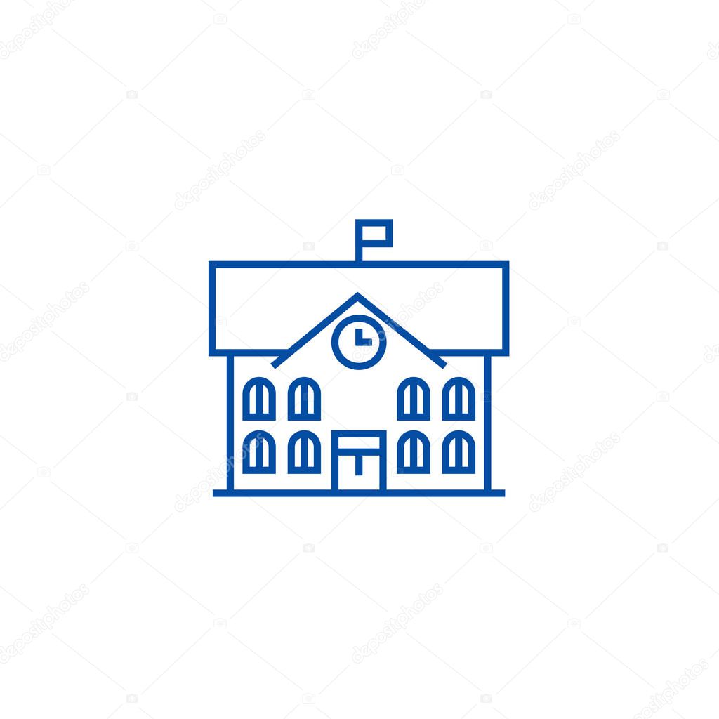 Town hall,city hall line icon concept. Town hall,city hall flat  vector symbol, sign, outline illustration.