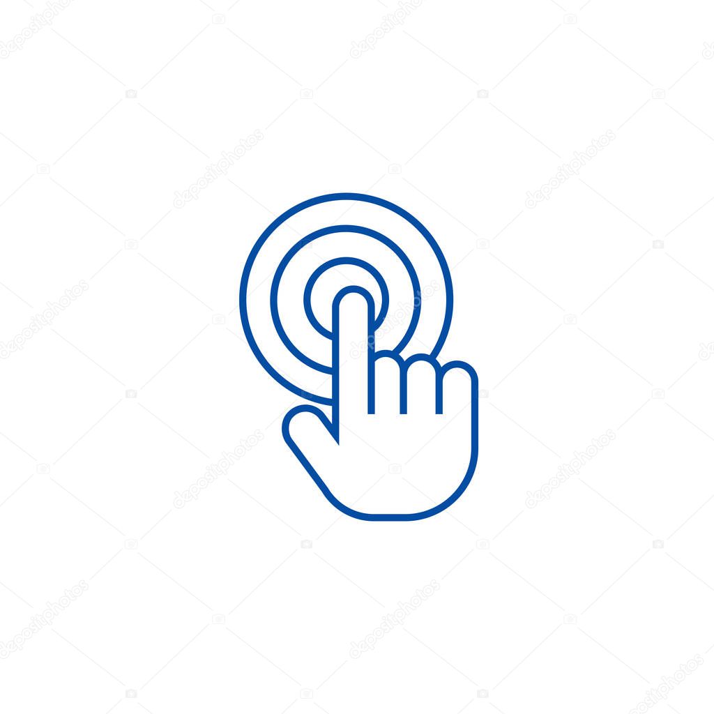 Touch by finger,touchscreen line icon concept. Touch by finger,touchscreen flat  vector symbol, sign, outline illustration.