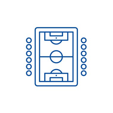 Tablo maç satır simgesi kavramı. Tablo futbol oyun düz vektör simgesi, işaret, anahat illüstrasyon.