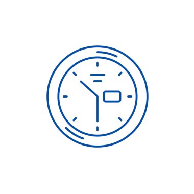 Duvar saati satırı simgesi kavramı. Duvar saati düz vektör simgesi, işaret, anahat illüstrasyon.