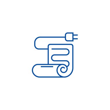 Sıcak kat, yerden ısıtma satırı simgesi kavramı altında. Yerden Isıtma düz vektör simgesi, işaret, anahat illüstrasyon altında sıcak kat.