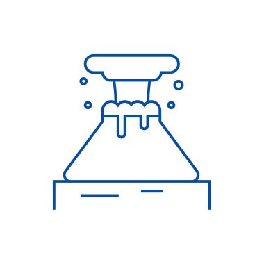 Volkan satırı simgesi kavramı. Volkan düz vektör simgesi, işaret, anahat illüstrasyon.