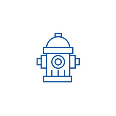 Su kulesi, hidrant hattı simgesi kavramı. Su kulesi, hidrant düz vektör simgesi, işaret, anahat illüstrasyon.