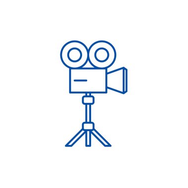 Video çekim satırı simgesi kavramı. Video çekim düz vektör simgesi, işaret, anahat illüstrasyon.