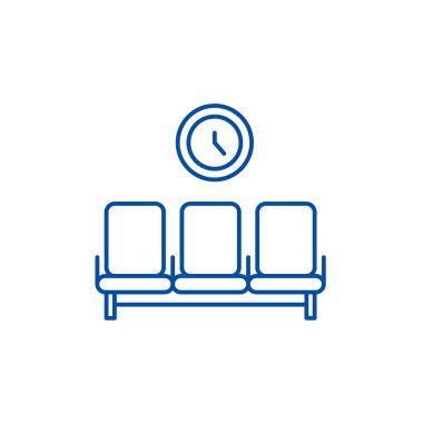 Waiting room line icon concept. Waiting room flat  vector symbol, sign, outline illustration. clipart