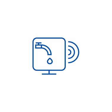 Su sensörü satırı simgesi kavramı. Su sensörü düz vektör simgesi, işaret, anahat illüstrasyon.