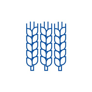 Buğday satırı simgesi kavramı. Buğday düz vektör simgesi, işaret, anahat illüstrasyon.