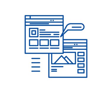 Web sayfası bloglama satırı simgesi kavramı. Web sayfası bloglama düz vektör simgesi, işaret, anahat illüstrasyon.