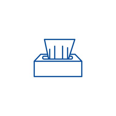 Satırı simgesi kavramı ıslak mendil. Islak mendil düz vektör simgesi, işaret, anahat illüstrasyon.