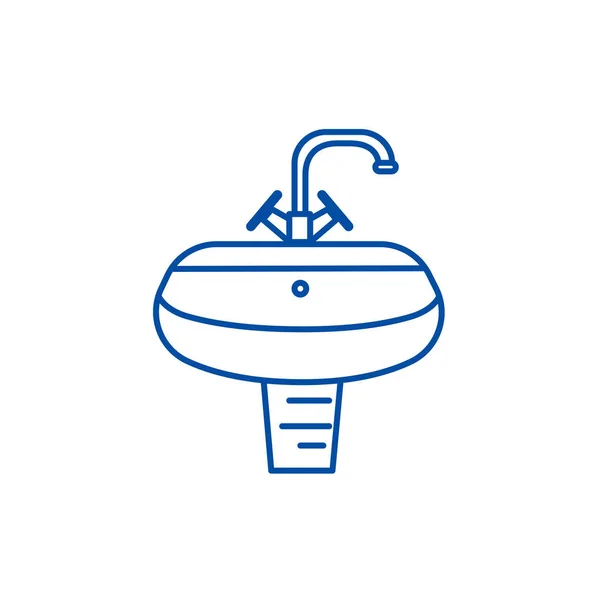 Lavatório, conceito de ícone de linha de lavatório. Lavatório, lavatório símbolo vetorial plano, sinal, ilustração esboço . —  Vetores de Stock