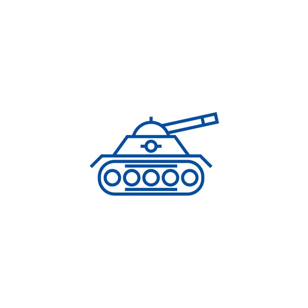 Conceito de ícone de linha de tanque de guerra. Tanque de guerra símbolo vetorial plana, sinal, ilustração esboço . — Vetor de Stock