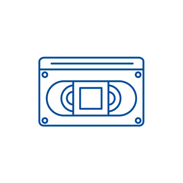 ビデオ カセット ライン アイコン概念。ビデオ カセット フラット ベクトル記号, サイン, 概要図. — ストックベクタ