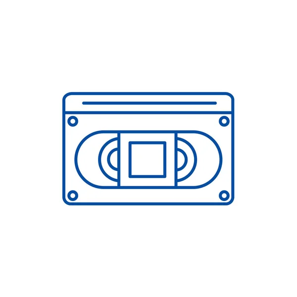 Videokassettenzeilensymbolkonzept. Videokassette flache Vektor-Symbol, Zeichen, Umriss Illustration. — Stockvektor