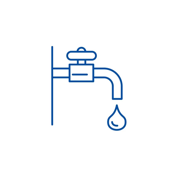 Koncepcja ikonę linii kranu wody. Woda kran płaskie wektor symbol, znak, ilustracja kontur. — Wektor stockowy