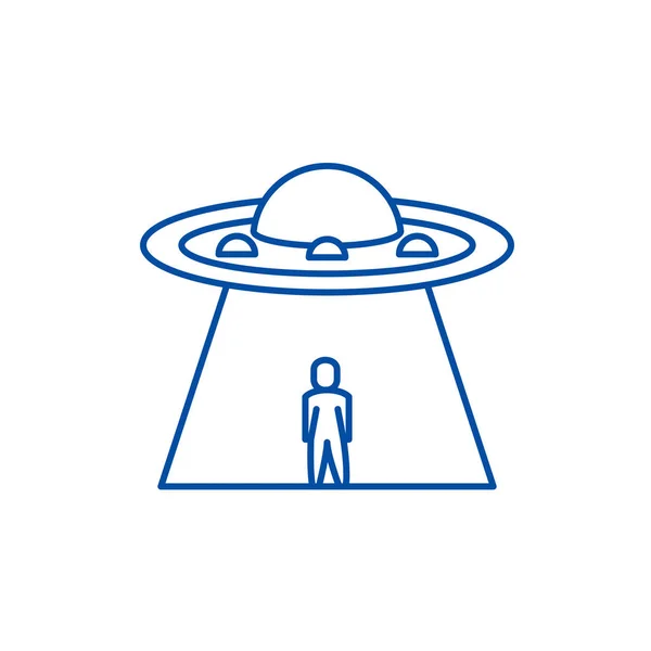 Icono de línea OVNI concepto. Ufo vector plano símbolo, signo, esbozo ilustración . — Archivo Imágenes Vectoriales